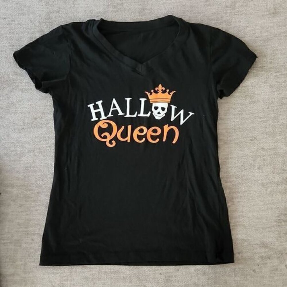 Halloween "hallow queen"  t-shirt Black short sleeve US S